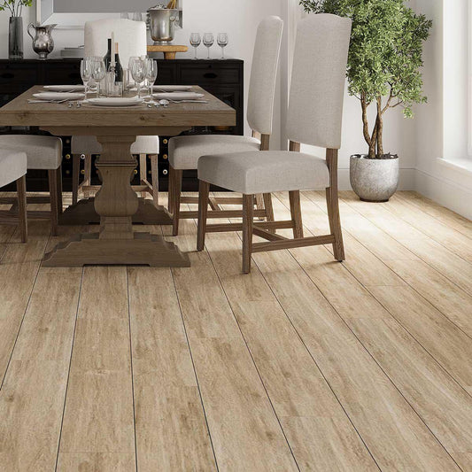 Japandi Oak hardwood inspired porcelain floor tiles