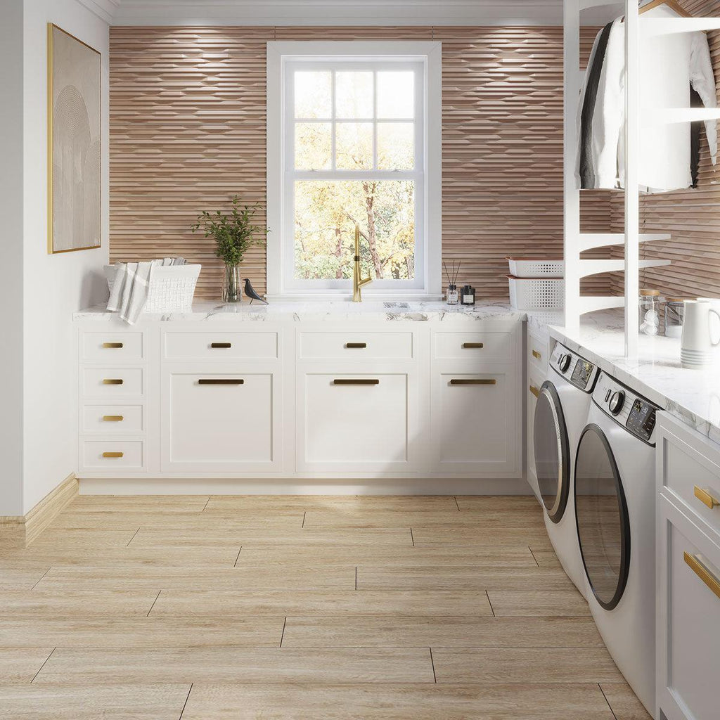 Japandi Oak Textured 16x48 Ceramic Tile | Tile Club