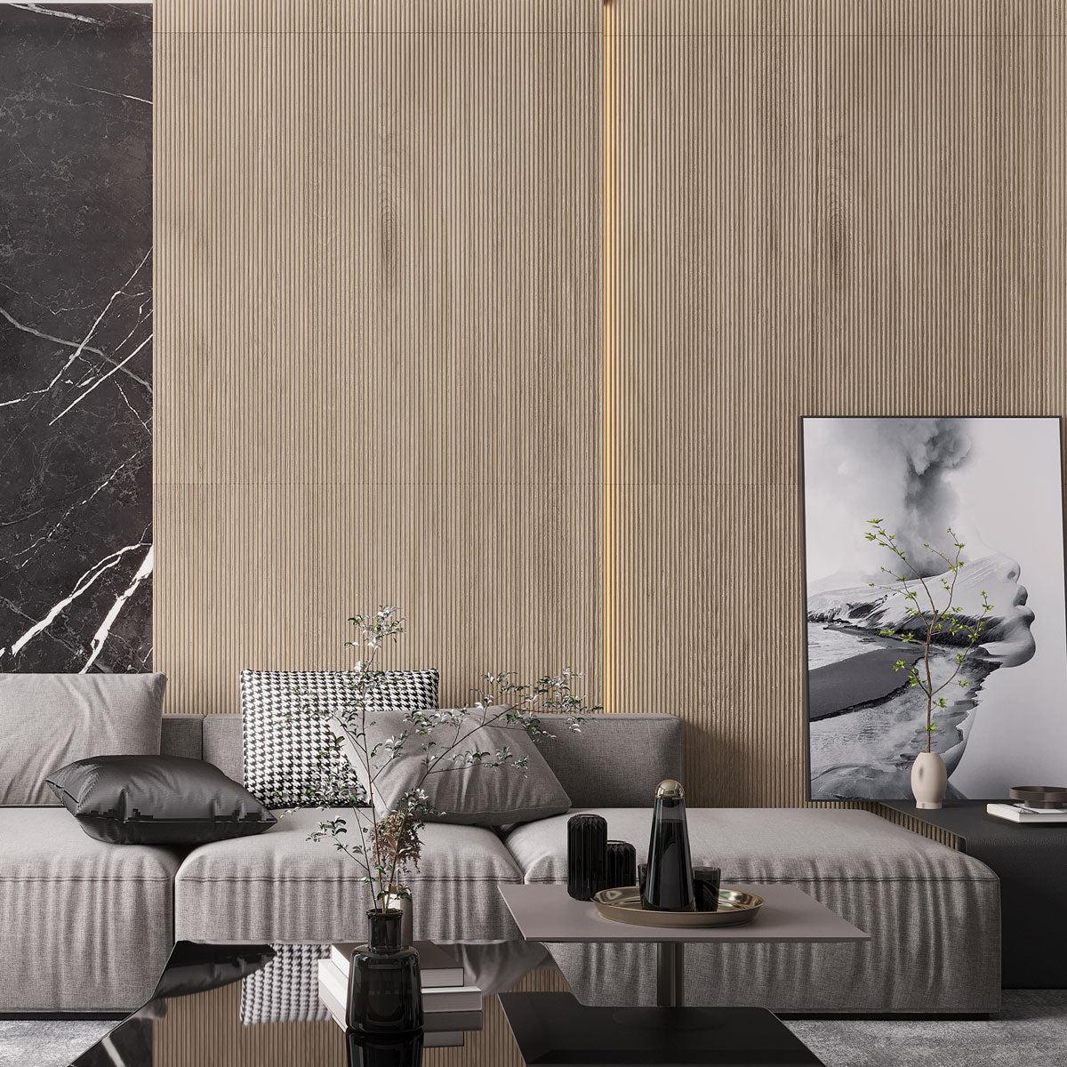 Japandi Skinny Slat Natural Wood-Look Tile | Tile Club