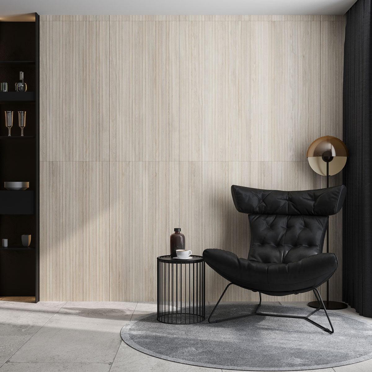 Japandi Skinny Slat White Wood-Look Tile | Tile Club