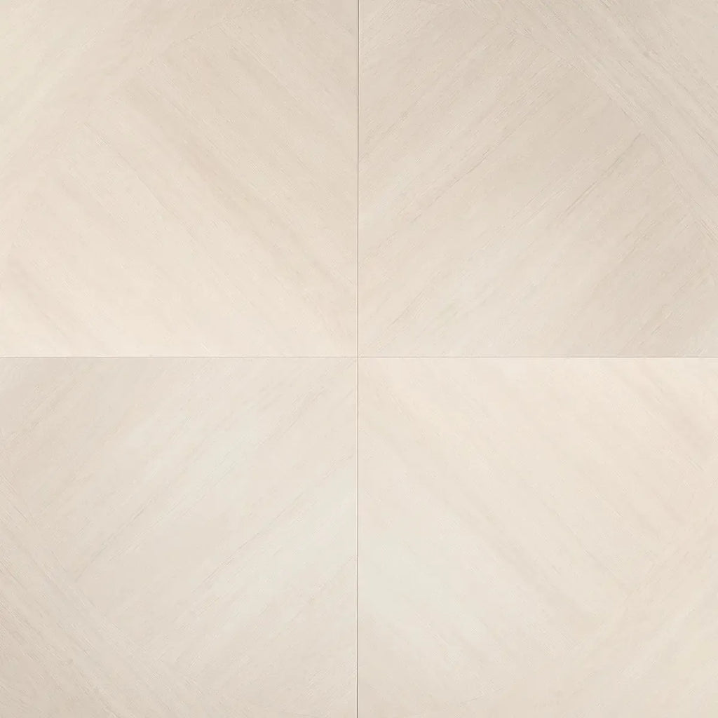 Japandi White Parquet Wood-Look Tile Flooring