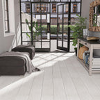 Wood look porcelain tile flooring in modern loft