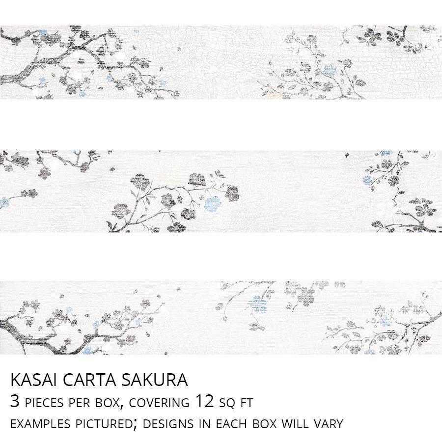 Assorted floral patterned wood planks in Kasai Carta Sakura