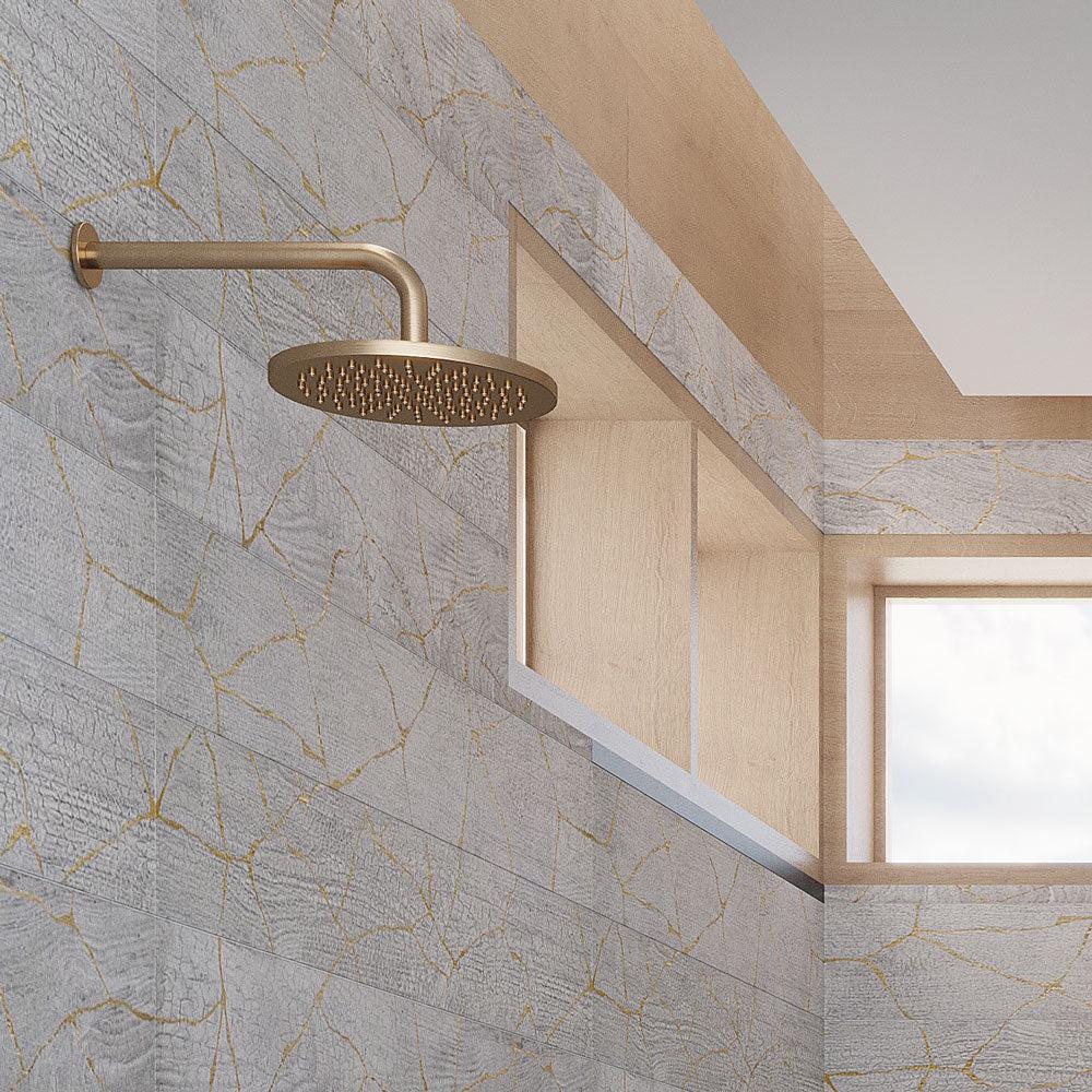 Shower head and window on Kasai Fumo Kintsugi wall