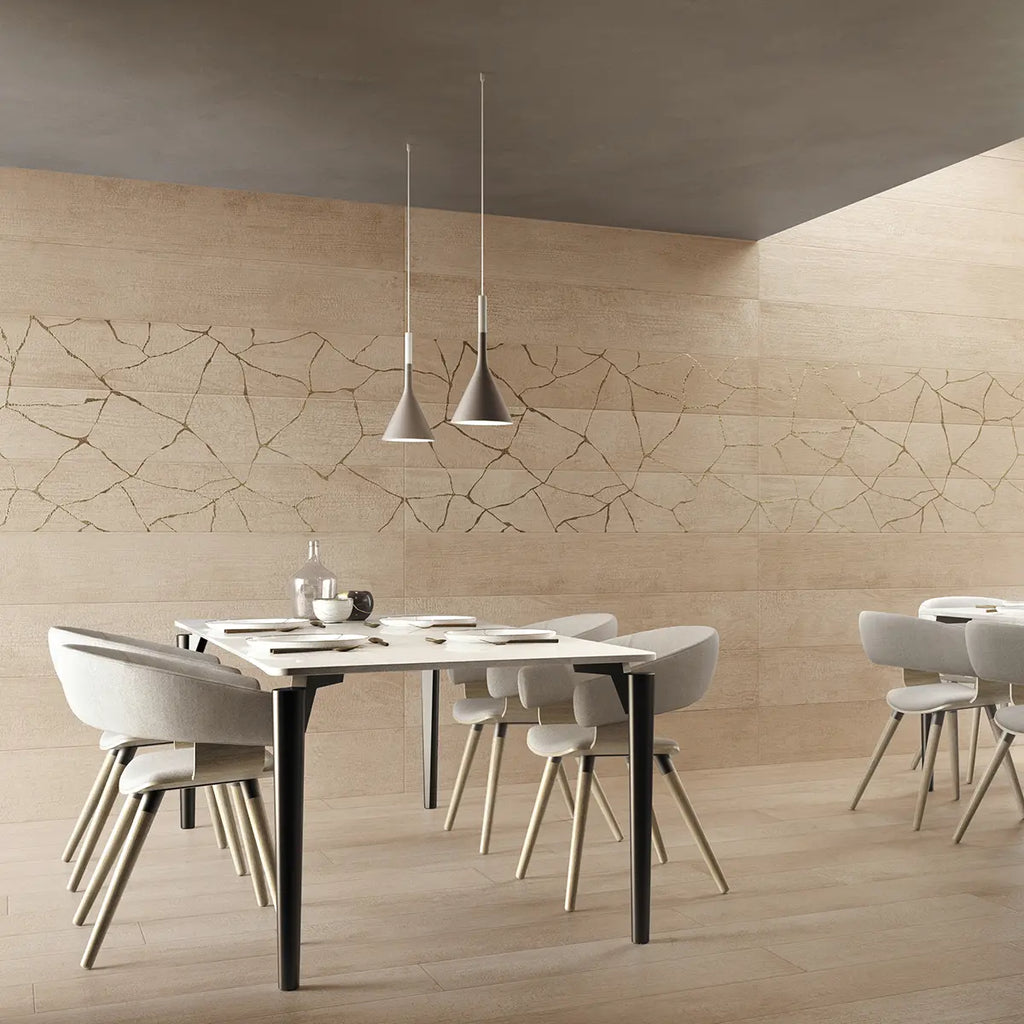 Kasai Maple Kintsugi 10x60" Rectified Porcelain Tile | Tile Club