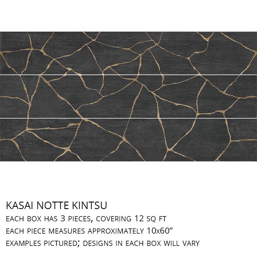 Kasai Notte Kintsugi 10x60" Rectified Porcelain Tile | Tile Club