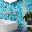 Koi Pond Blue Mixed Squares Glass Tile | Tile Club