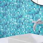 Koi Pond Blue Mixed Squares Glass Tile | Tile Club