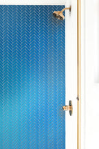 Sky Blue Herringbone Glass Tile shower backsplash