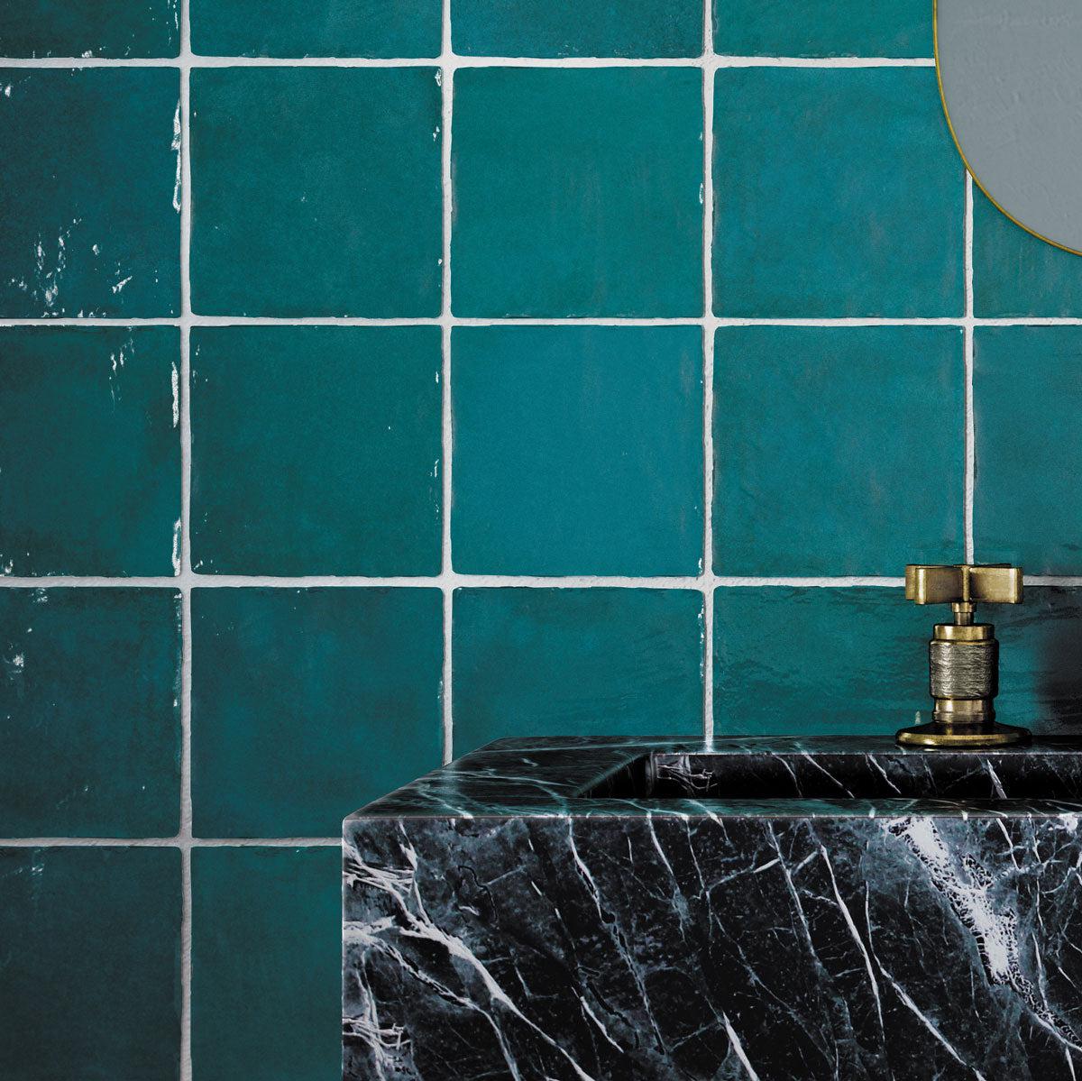 La Riviera Quetzal Peacock Green Ceramic TIle5x5