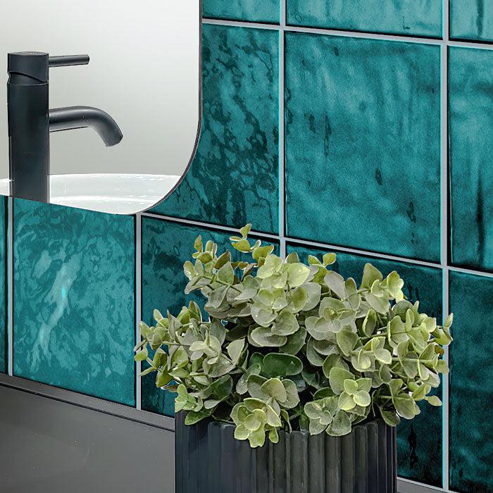 La Riviera Quetzal Ceramic Tile Bathroom Wall Close-up