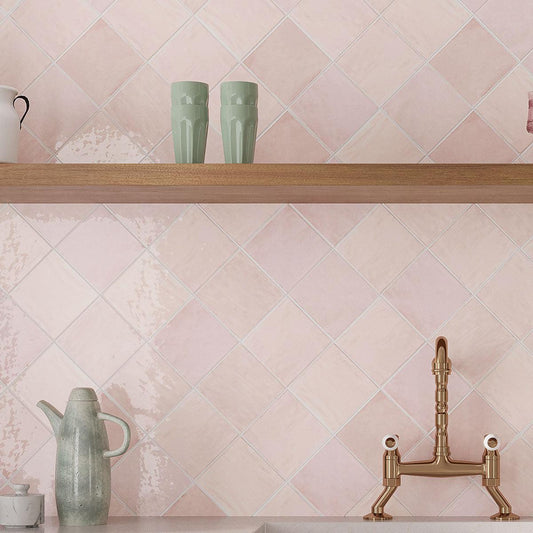 La Riviera Rose Pink Ceramic Square Tile