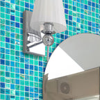 Lagoon Blue Mixed Squares Glass Tile | Tile Club