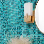 Lake Blue Mixed Squares Glass Tile | Tile Club