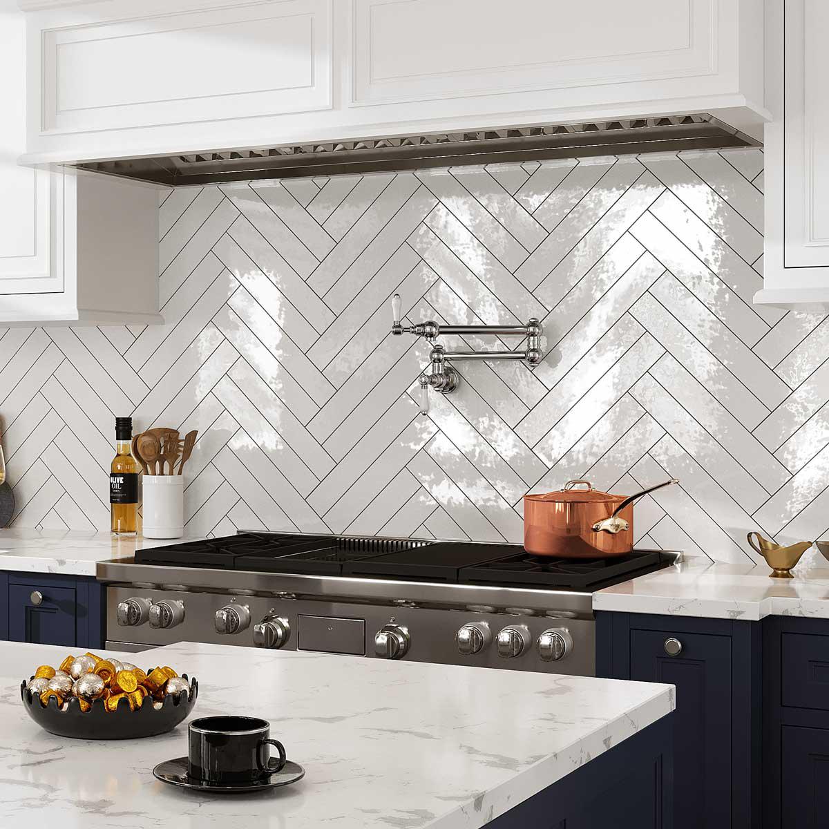 Lake White Long Subway Tile Backsplash