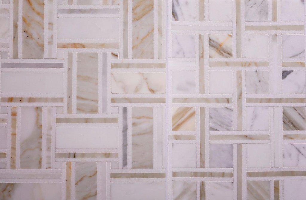 Large Basket Weave Calacatta Gold Mosaic Tile | Position: 2