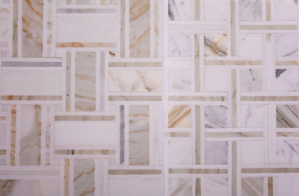Large Basket Weave Calacatta Gold Mosaic Tile | Position: 2
