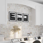 Large Basket Weave Calacatta Gold Laundry Room Backsplash