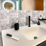 Large Basket Weave Carrara & Beige Dot Polished Marble Tile