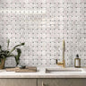 Large Basket Weave Carrara With Black Dot Polished Marble Tile