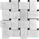 Large Basket Weave Carrara w/ Black Dot Polished Marble Tile position: 1
