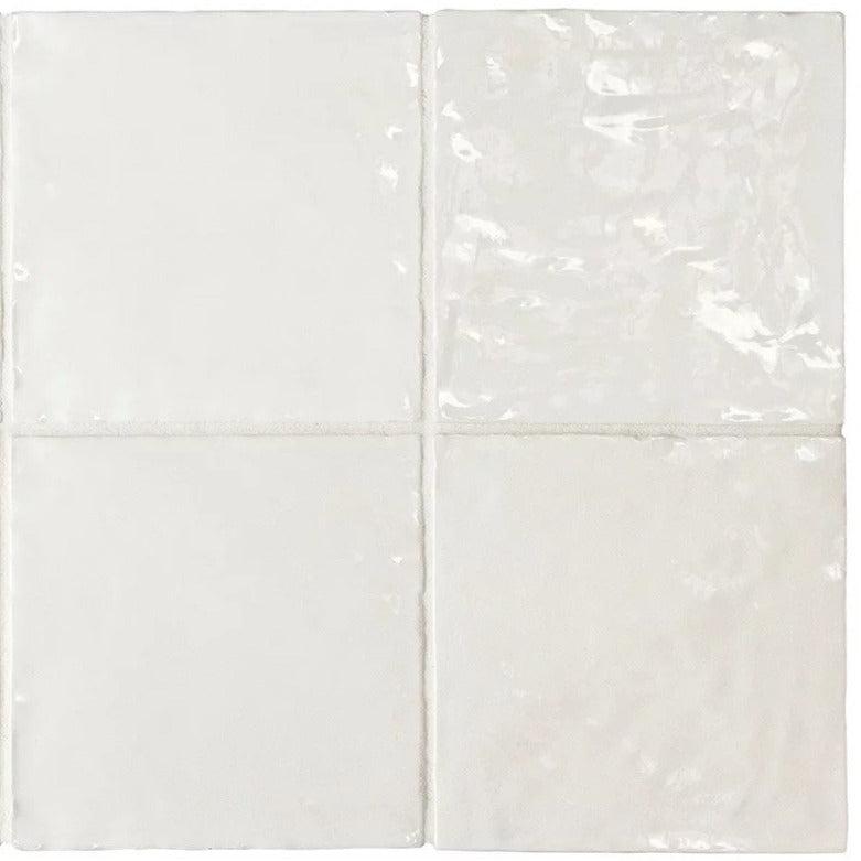 La Riviera Blanc White Glazed Ceramic Tile 5x5