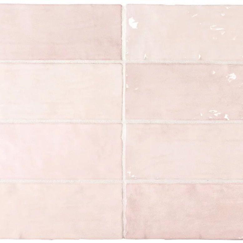 La Riviera Rose Pink Ceramic Subway Tile 2.5x8"