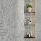 Lithia Gray Quartzite Look Porcelain Mosaic Tile Shower Niche