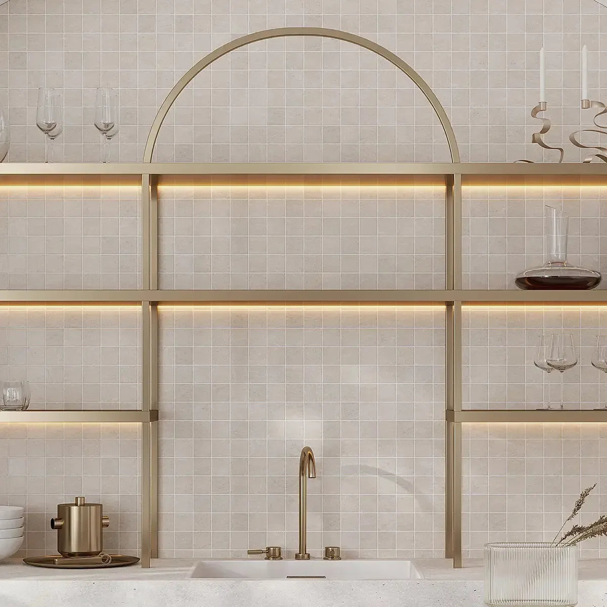 Lithia White Quartzite Look Porcelain Mosaic Tile | Tile Club