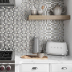 Fine metallic and glass shimmery kitchen