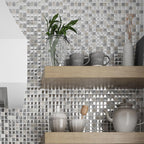 Shiny metall and glass kitchen