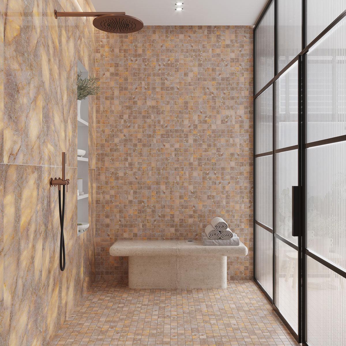 Luminosa Bronze 2x2 Porcelain Mosaic Tile | Tile Club