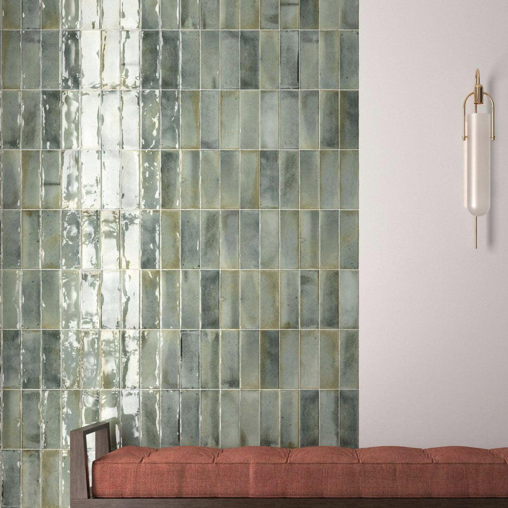 Luna Celadon 2.5x8 Ceramic Subway Tile | Tile Club