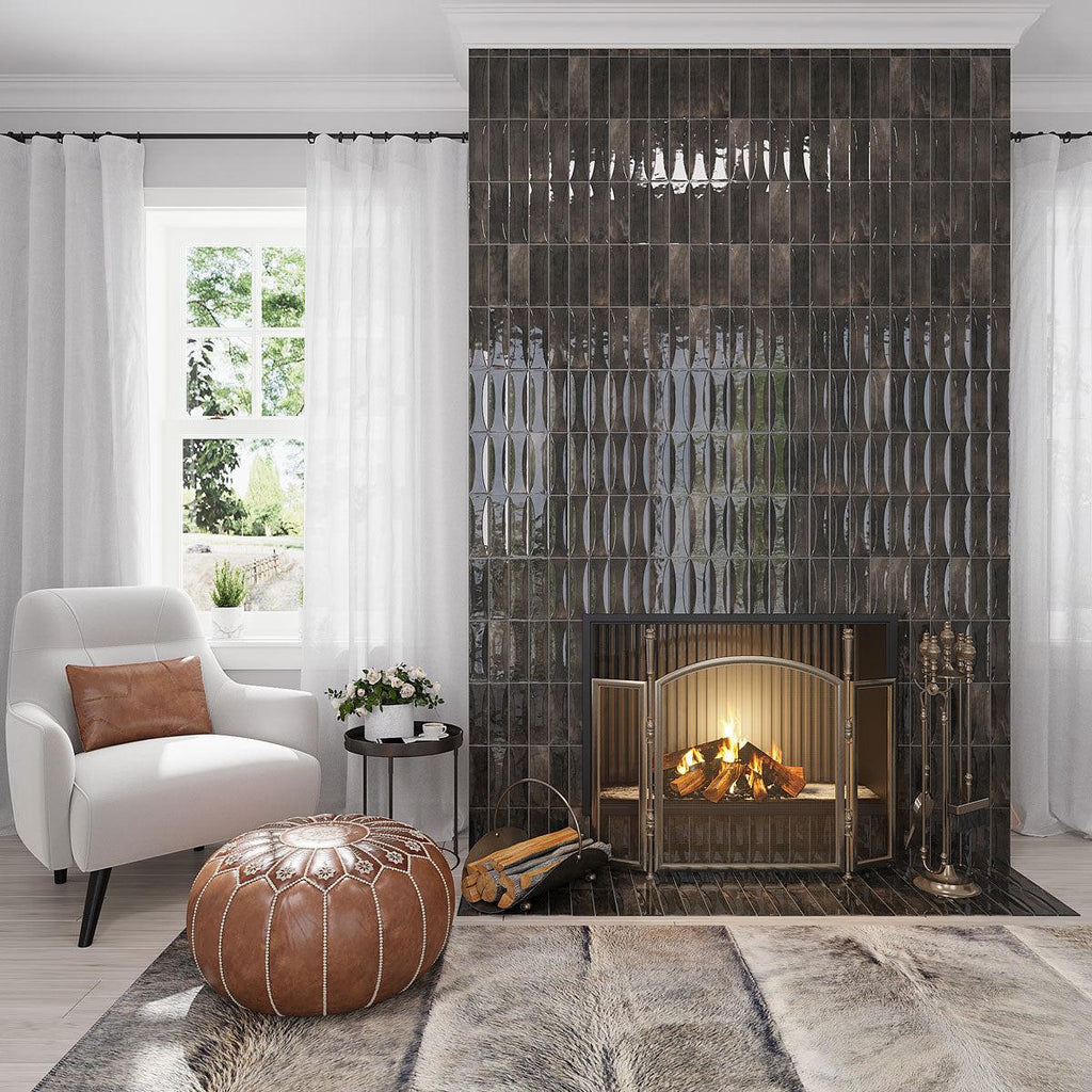 Luna Arc Black 2.5x8 Ceramic Subway Tile | Tile Club