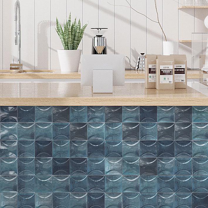 Luna Arc Blue 4x4 Ceramic Square Tile | Tile Club