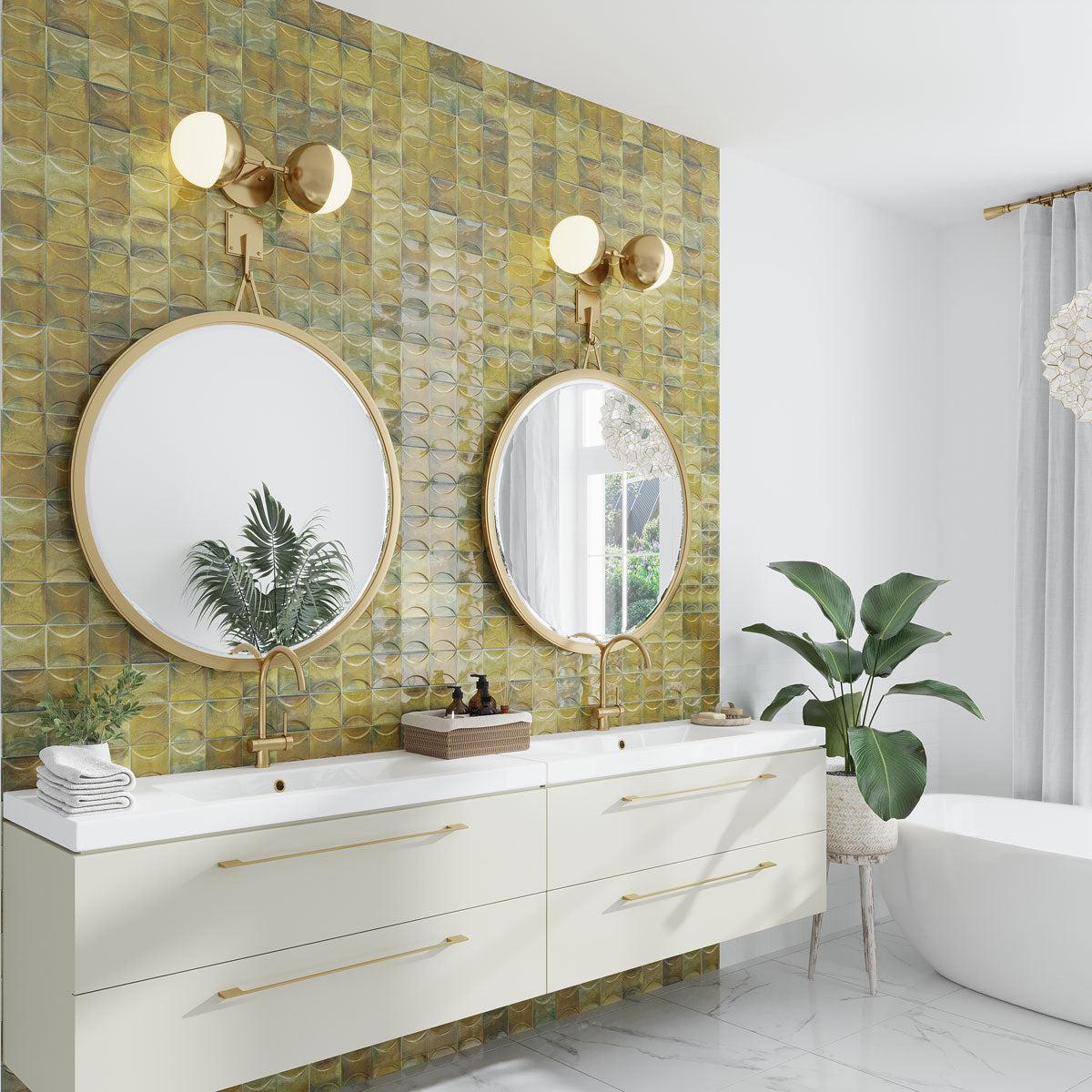 Luna Arc Olive 4x4 Ceramic Square Tile | Tile Club