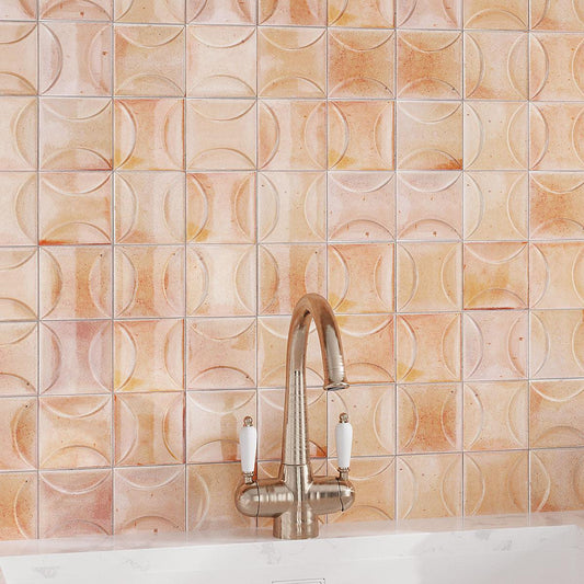 Luna Arc Pink 4x4 Handmade-style Ceramic Tile Backsplash