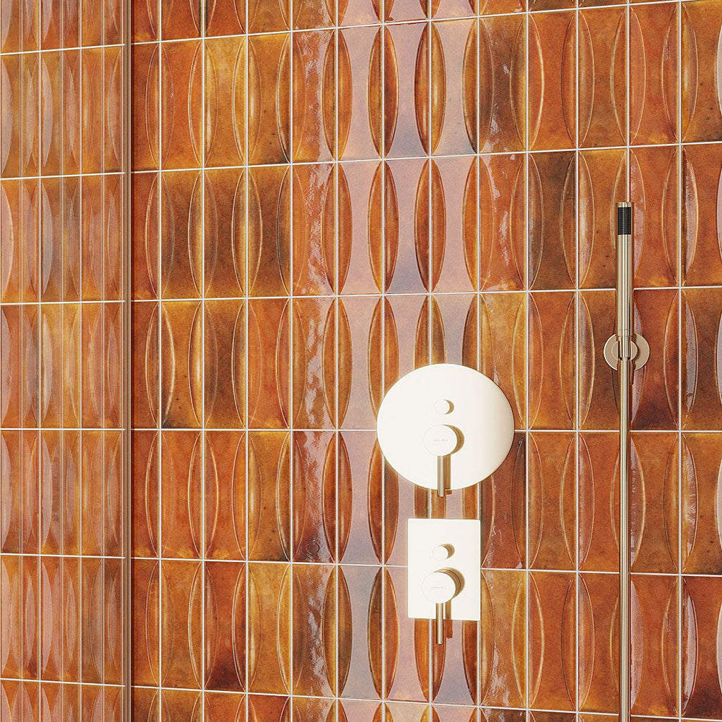 Luna Arc Red 2.5x8 Textured Subway Tile Shower