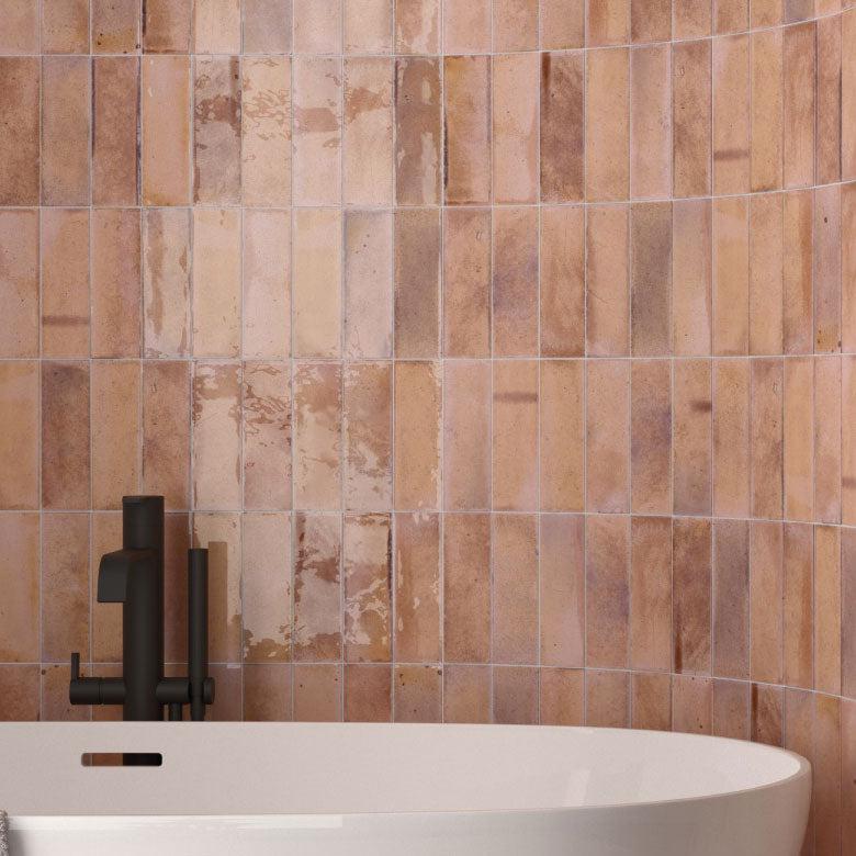 Luna Pink 2.5x8 Ceramic Subway Tile | Tile Club