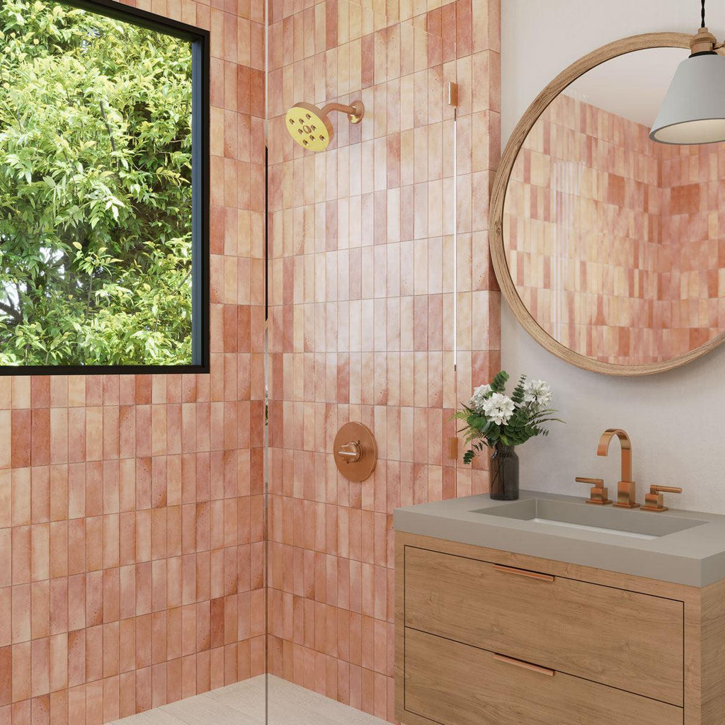 Luna Pink 2.5x8 Ceramic Subway Tile | Tile Club