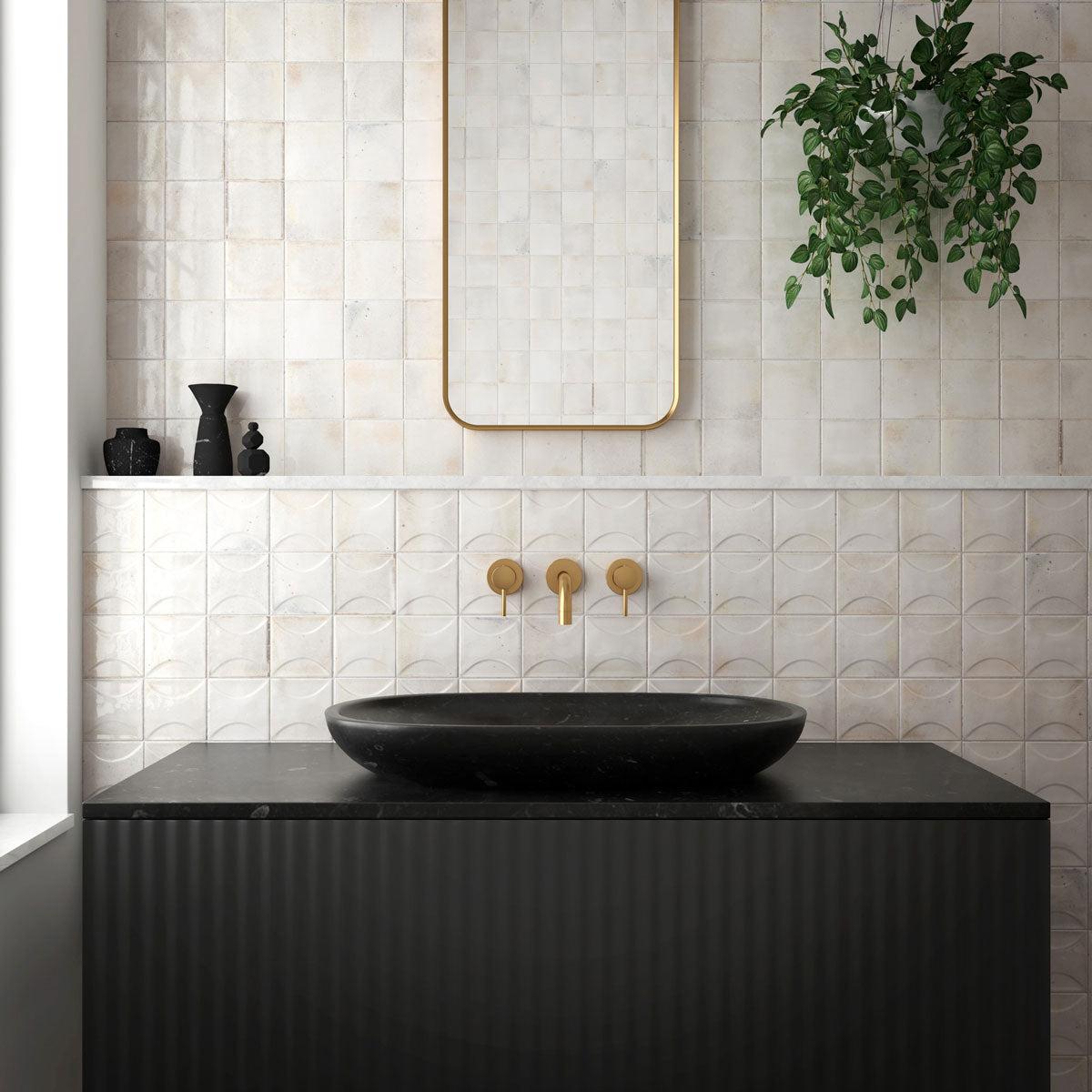 Luna Arc White 4x4 Ceramic Square Tile | Tile Club