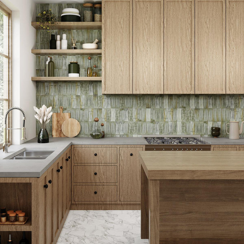 Luna Arc Celadon 2.5x8 Ceramic Subway Tile | Tile Club