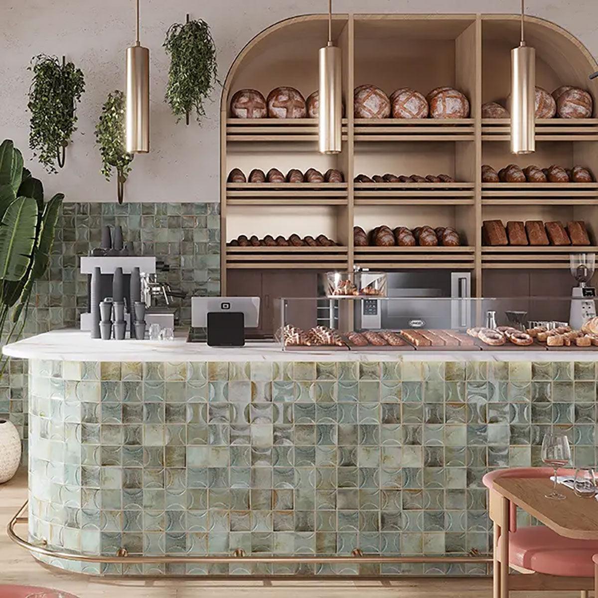 Luna Arc Celadon 4x4 Ceramic Square Tile | Tile Club