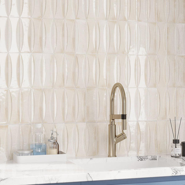 Luna Arc White 2.5x8 Ceramic Subway Tile Backsplash and Shower
