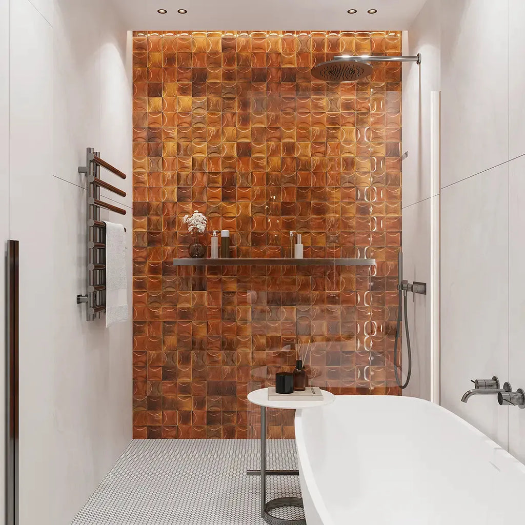 Luna Arc Red 4x4 Ceramic Square Tile | Tile Club