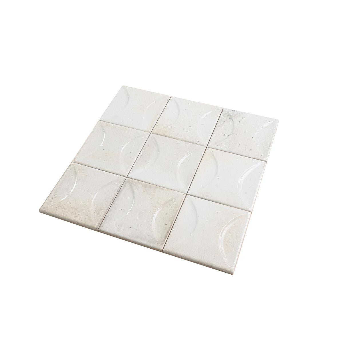 Luna Arc White 4x4 Ceramic Square Tiles