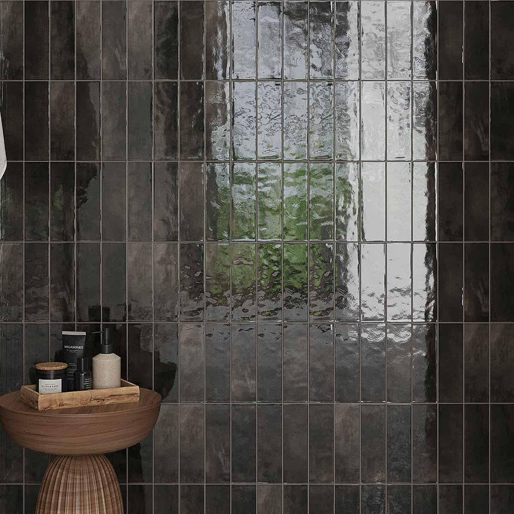 Luna Black 2.5x8 Ceramic Subway Tile | Tile Club