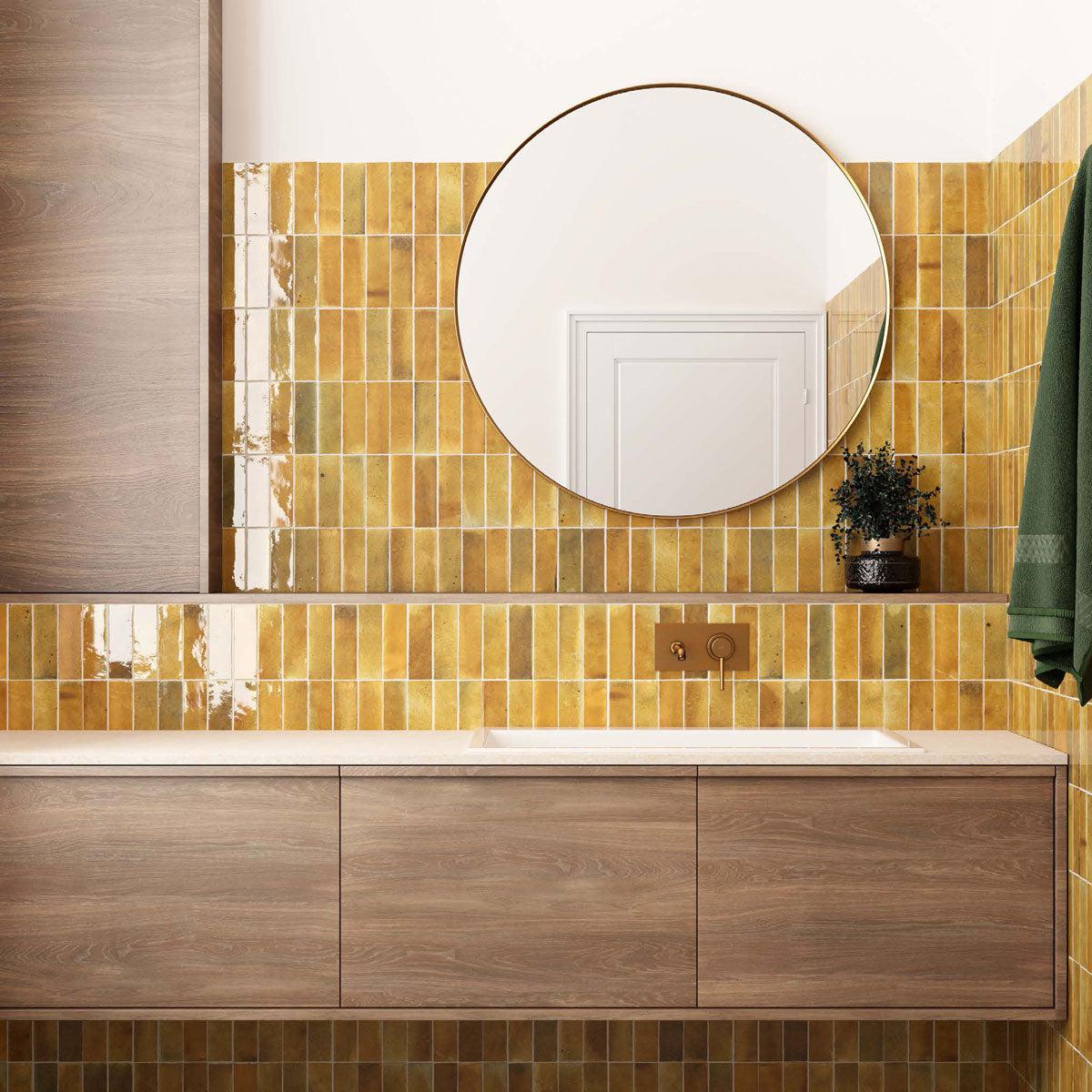 Luna Caramel 2.5x8 Ceramic Subway Tiles