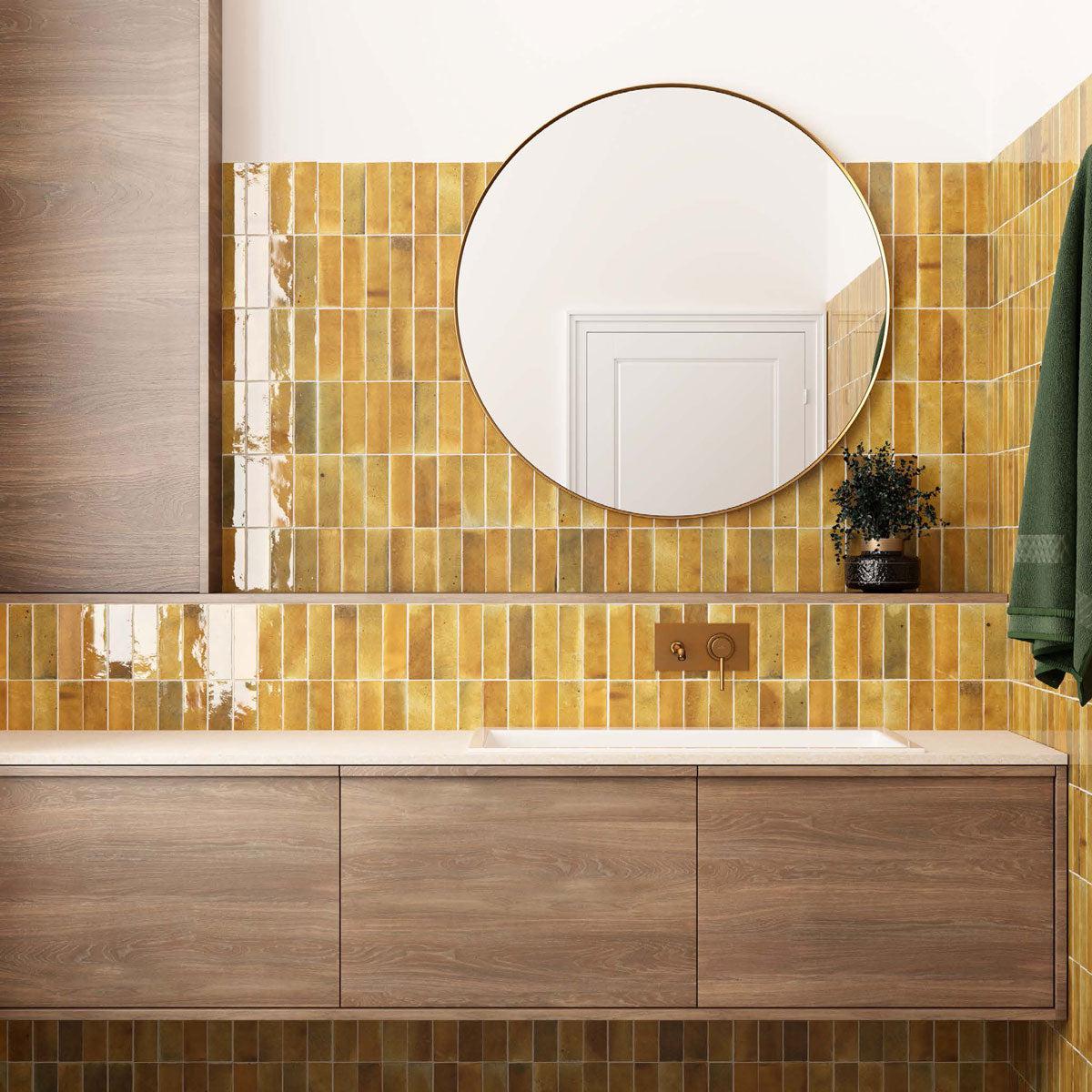 Luna Caramel 2.5x8 Ceramic Subway Tile | Tile Club