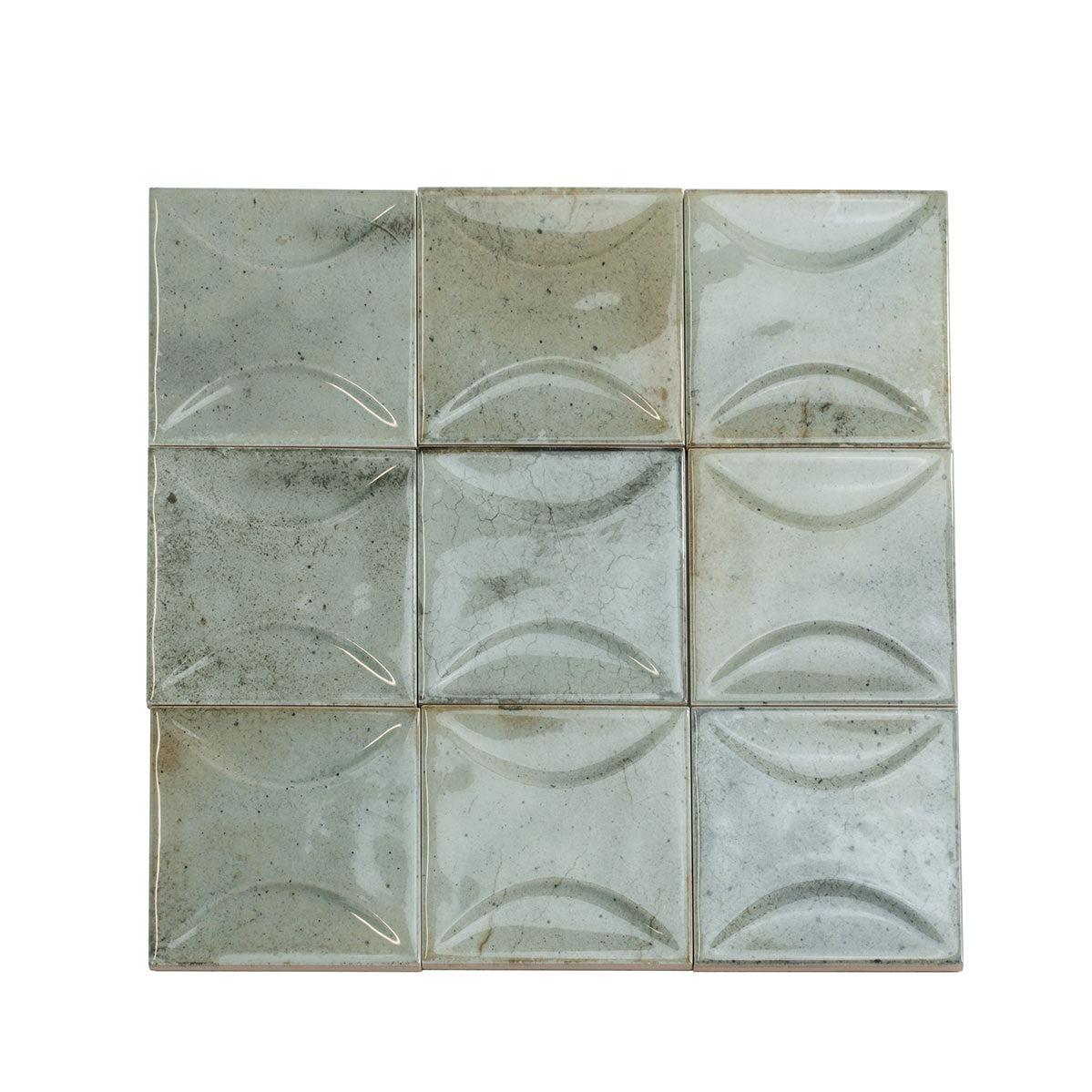 Luna Arc Celadon 4x4 Ceramic Square Tiles